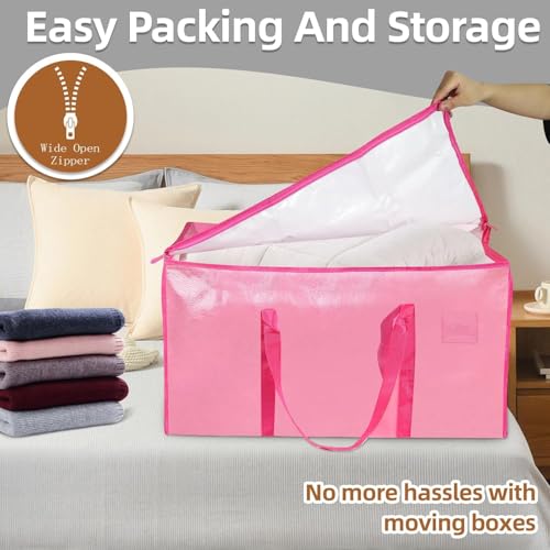 Pink Moving Bags 200LB Heavy Duty 8 Pack Storage Bags - Image 6