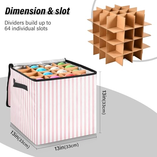 YETTASBIN Pink Stripes Large Christmas Ornament Storage - Image 3