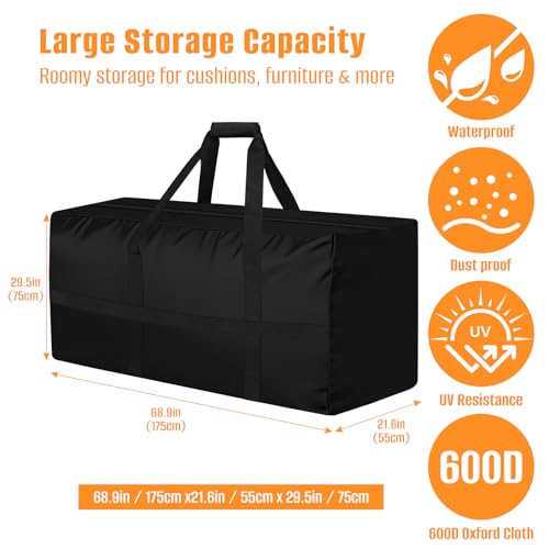 Outdoor Cushion Storage Bag 69"L x 21.7"W x 29.5"H, 600D - Image 4