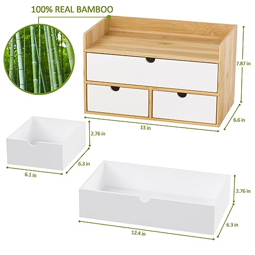Bamboo Desk Organizer with Drawers, Desktop Storage | All Products - Image 4