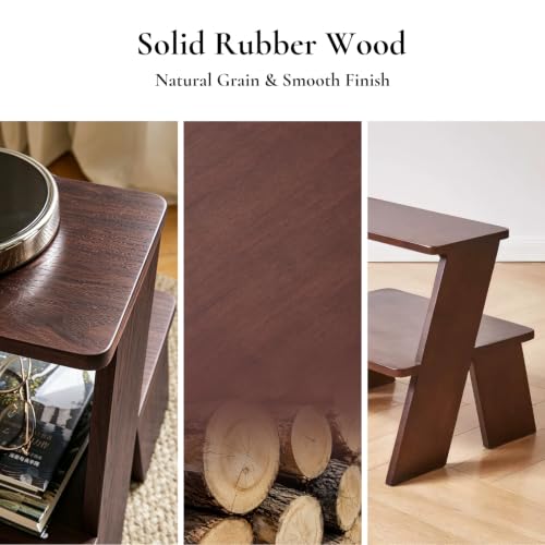 2-Tier End Table, Solid Rubber Wood Stool-Style Side Table - Image 8