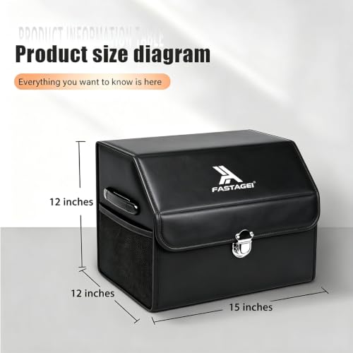 Premium Leather Car Trunk Organizer, Black - Image 3