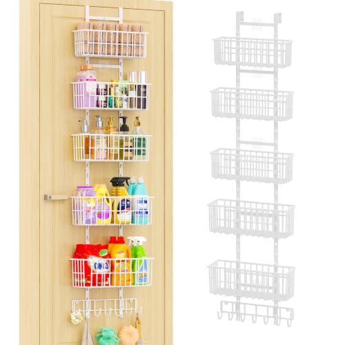 5-Basket Over-the-Door Metal Storage Organizer, White - Image 2