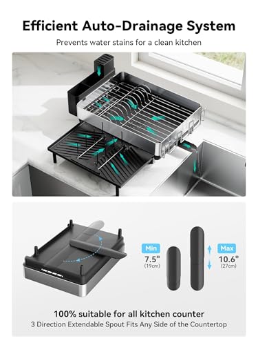 SUNLY Large Dish Drying Rack, Expandable Dish Racks for Kitchen - Image 7