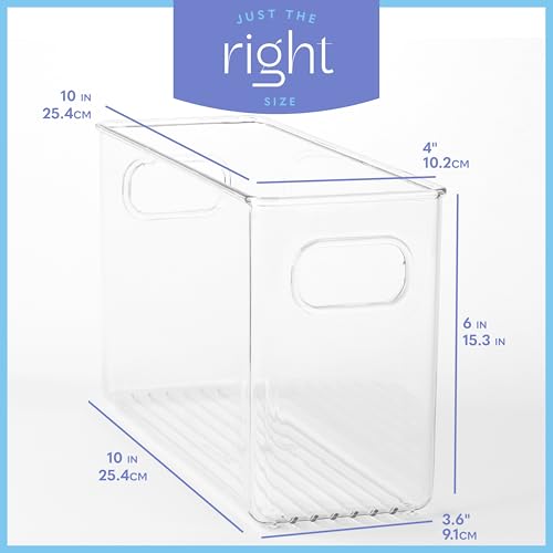 Plastic Food Storage 4 Pack Clear Container Bin with Handles - Image 4