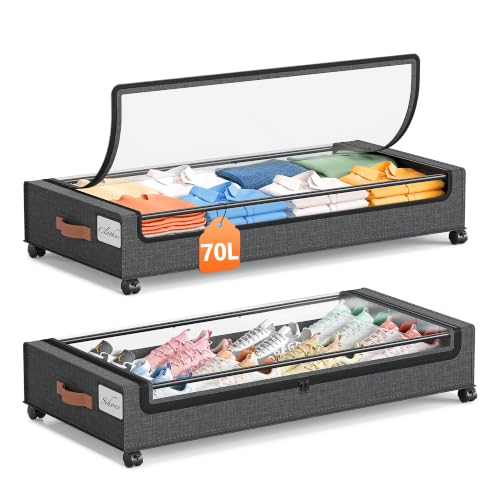 Yecaye 70L Under Bed Storage with Wheels, 2Pack Larger - Image 2