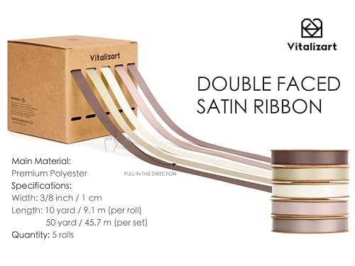 Vitalizart Nude & Pink Ribbons for Crafts 3/8" x 50Yds - Image 3