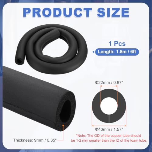 uxcell 7/8"(22mm) ID x 6Ft Pipe Insulation Foam Tube, Black - Image 3