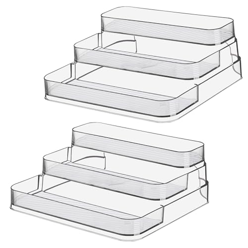 2pcs Acrylic Rack, No Assembly Clear 3 Tier Condimen - Image 2