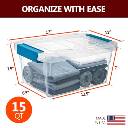 Tribello Clear Plastic Storage Bins with Lids Stackable Storage - Image 3