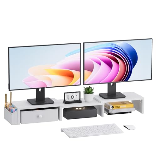 Dual Monitor Stand Riser, Adjustable Length & Swivel | All Products - Image 2