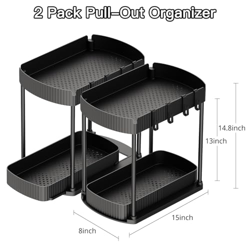 2 Packs Under Sink Pull-Out Storage Organizers, 14.8 Inches - Image 3