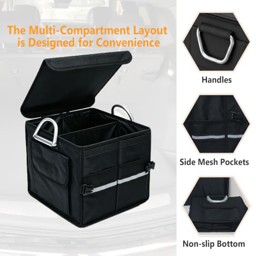 Trunk Organizer With Lid For SUV Car Trunk Foldable Oxford - Image 4