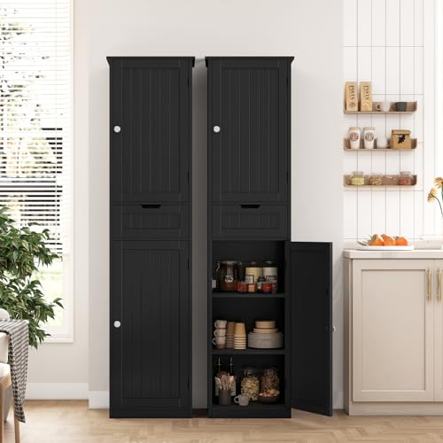 Iwell 66.9" Tall Bathroom Storage Cabinet with 2 Doors & 1 - Image 3