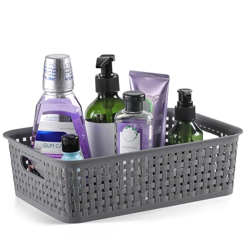 NETANY Plastic Storage Baskets - 8 Pack, Gray - Image 3
