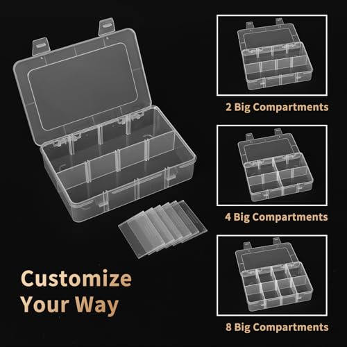 Bead Organizer Box 4 Pack 8 Grid Plastic Tackle Box - Image 4