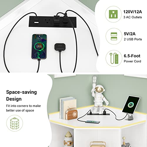 Aheaplus Corner Cabinet, Corner Storage with USB Ports - Image 5