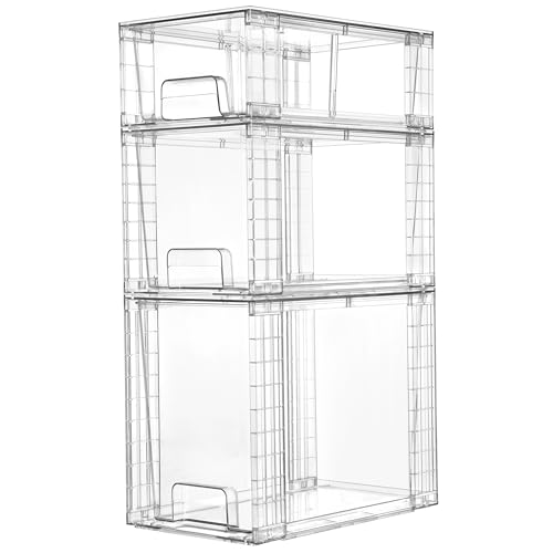 Vtopmart 3 Pack Clear Stackable Storage Drawers,Easy to Assemble - Image 2