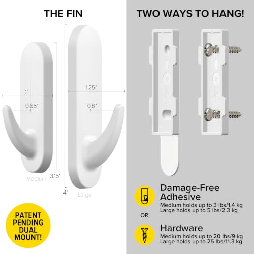 Wrap-It Storage Handy Hooks - The Fin Assorted 12 Pack (White) - Image 3
