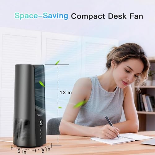 KONSIDEN Bladeless Desk Fan for Office, 13-Inch Small Quiet - Image 3