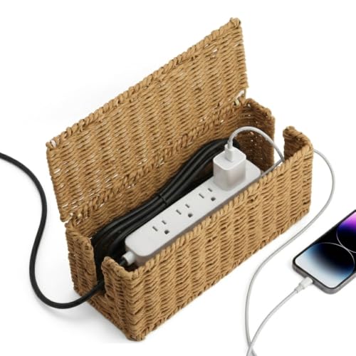 Handwoven Natural Raffia Cable Management Box with L | All Products - Image 3