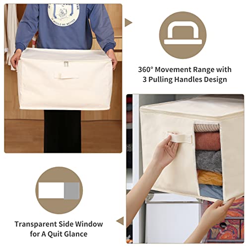 3 Pack Canvas Comforter & Blanket Storage Bags with Clear - Image 6