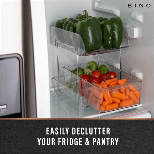 BINO 2 Tier Clear Storage Organizer with Dividers | Bottom Slide - Image 7