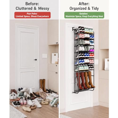 Over The Door Shoe Organizer-8 Tier Hanging Shoe Organizer, Heavy - Image 3