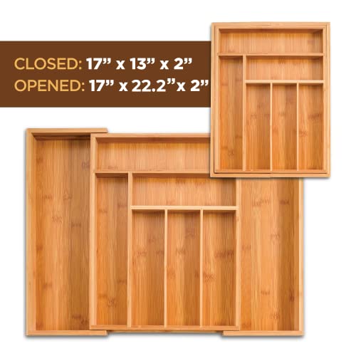 Bamboo Drawer Organizer - 8 Compartment Expandable Silverware - Image 3