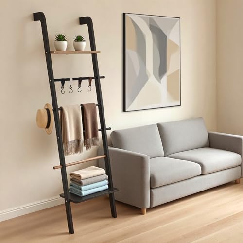 Wooden Ladder with Shelf for Decor, 6-Tier Decor Ladder - Image 2