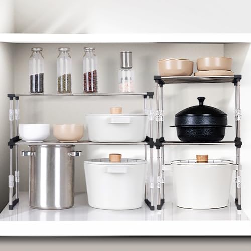 Expandable Kitchen Cabinet Organizer 11.8~19.6 x 7.8 x 6~9 Black - Image 3