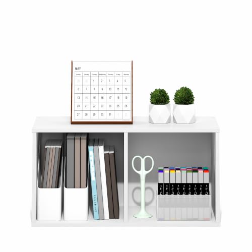 Furinno LUDER Book Shelf, 2-Cube Bookshelf, Bookcase, White - Image 6