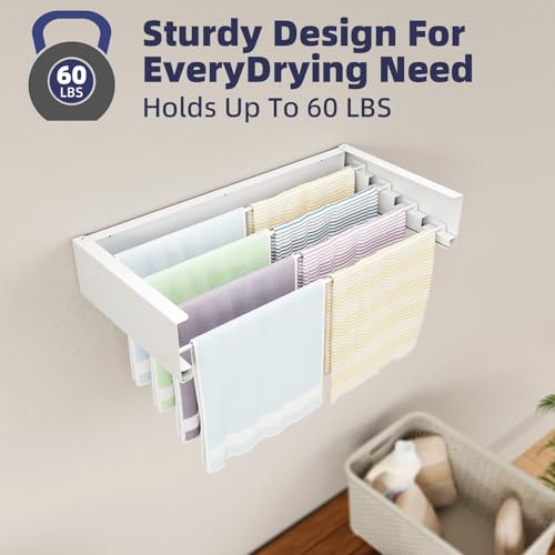 Wall Mounted Drying Rack, 23.6" Foldable Clothes Drying - Image 7