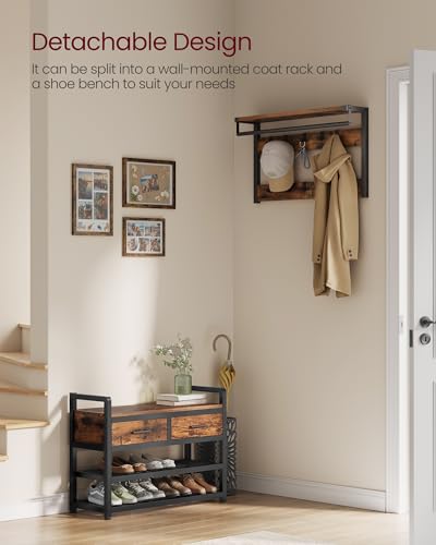 VASAGLE Hall Tree with Bench and Shoe Storage, 2 Fabric Drawers - Image 7
