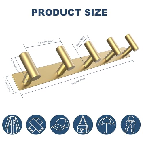 VAEHOLD Hat and Coat Wall Mount Rack - Hooks for Robes, Bags - Image 4