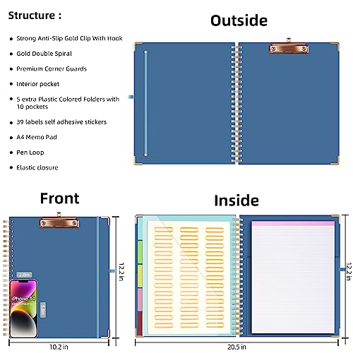 Ospelelf Clipboard with Storage 8.5 X 11，Padfolio | Home Organization - Image 4