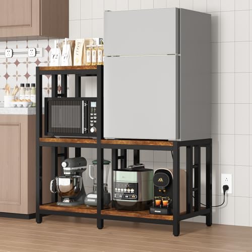 Mini Fridge Stand Coffee Bar Cabinet with Power Outlet, Baker - Image 4