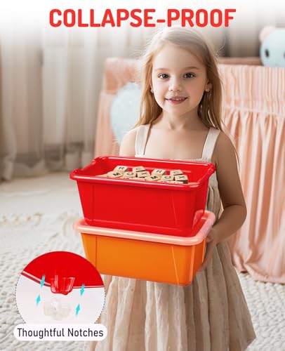 GAMENOTE 6 Quart Stackable Plastic Storage Bins with Lids, 6 Pack - Image 4