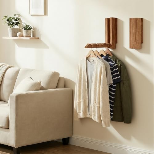 2 Pack Clothes Drying Rack Wall Mounted,Space Saver Wood - Image 3
