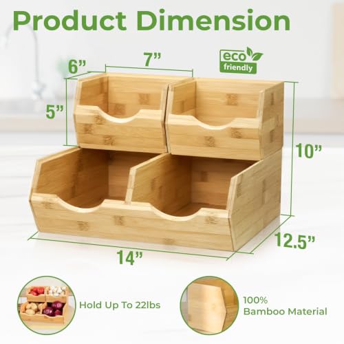 HOMESTEAD Bamboo Pantry Storage Bins – Stackable Potato & Onion - Image 4