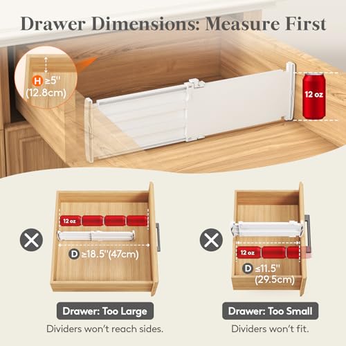 Lifewit 5" Tall Drawer Dividers, Adjustable Deep Drawer - Image 6