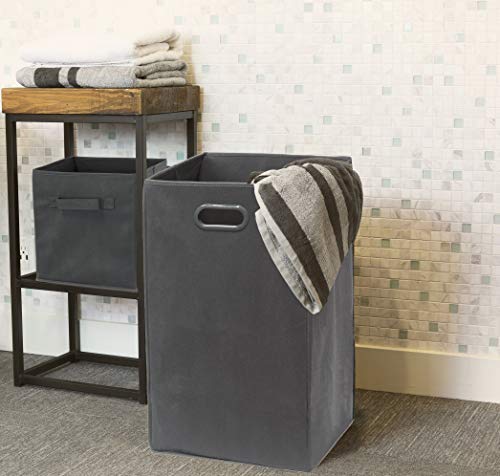 Simple Houseware Foldable Closet Laundry Hamper Basket, Dark Grey - Image 5