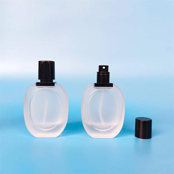 Glass Perfume Bottle Empty Refillable 8Pack Clear Travel Perfume Spray Atomizer Bottle 30ml Perfume Fine Mist Spray Perfume Bottle Atomizer Container with Sprayer Applicator (Frosted Clear 30ml 8PCS)