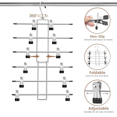 Pants Hangers with Clips,Space Saving Hanging Closet Organizer-6 - Image 7