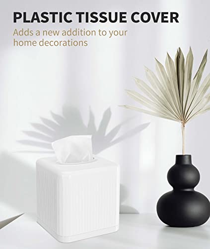 Livelab Tissue Box Cover with Base, Square Plastic Tissue Box - Image 3