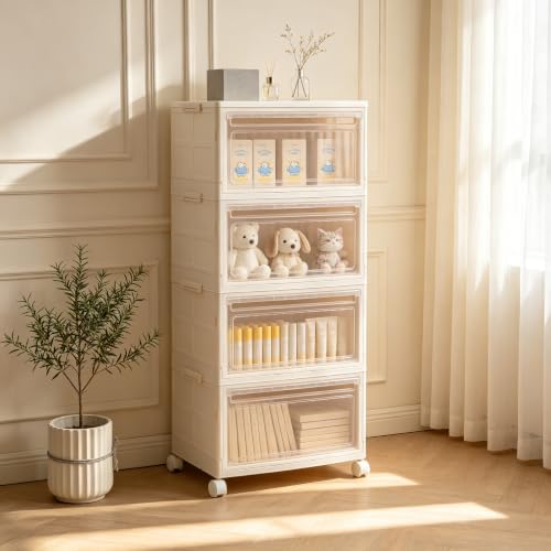 Stackable Storage Bins with Lid and Wheels, 128QT 4 Tier Closet - Image 8