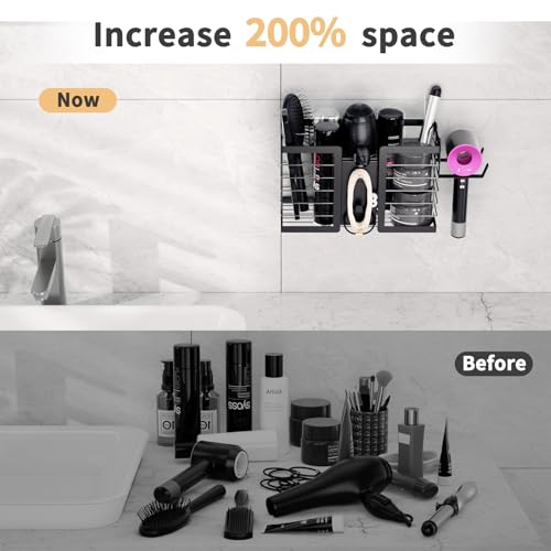 FUNKYLEE 3-in-1 Universal Hair Tool Organizer Wall Mount, Black - Image 4