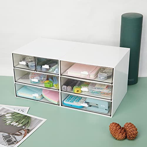 Desk Organizer with 4 Drawers, Clear Plastic Desk Storage Box - Image 3