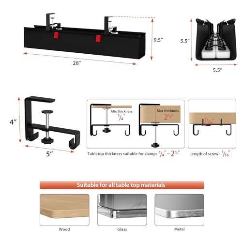 Univivi No Drill Under Desk Cable Management Tray, 28 inch - Image 5