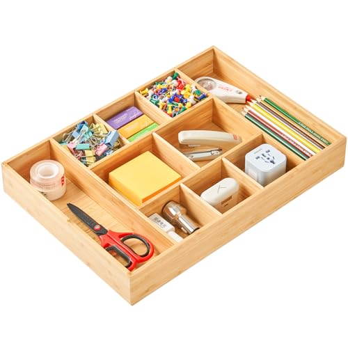 Umilife Extra Large Bamboo Desk Drawer Organizer, Wo | All Products - Image 2